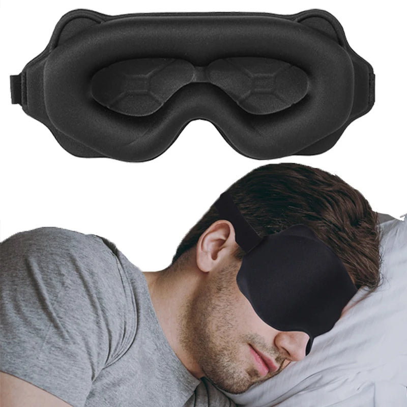 NightVeil 3D Contoured Sleep Mask worn while sleeping